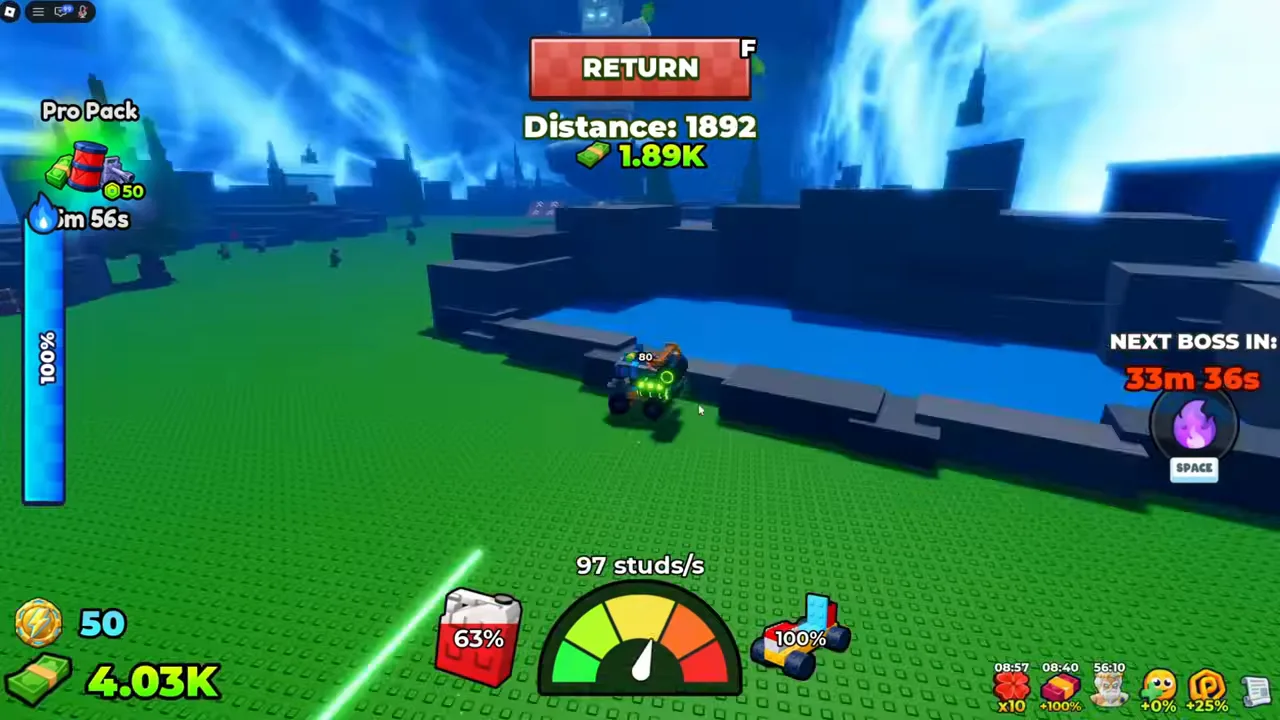 A banner reading LOOT RAIN: drive through the falling crates for cash, speed boosts and parts